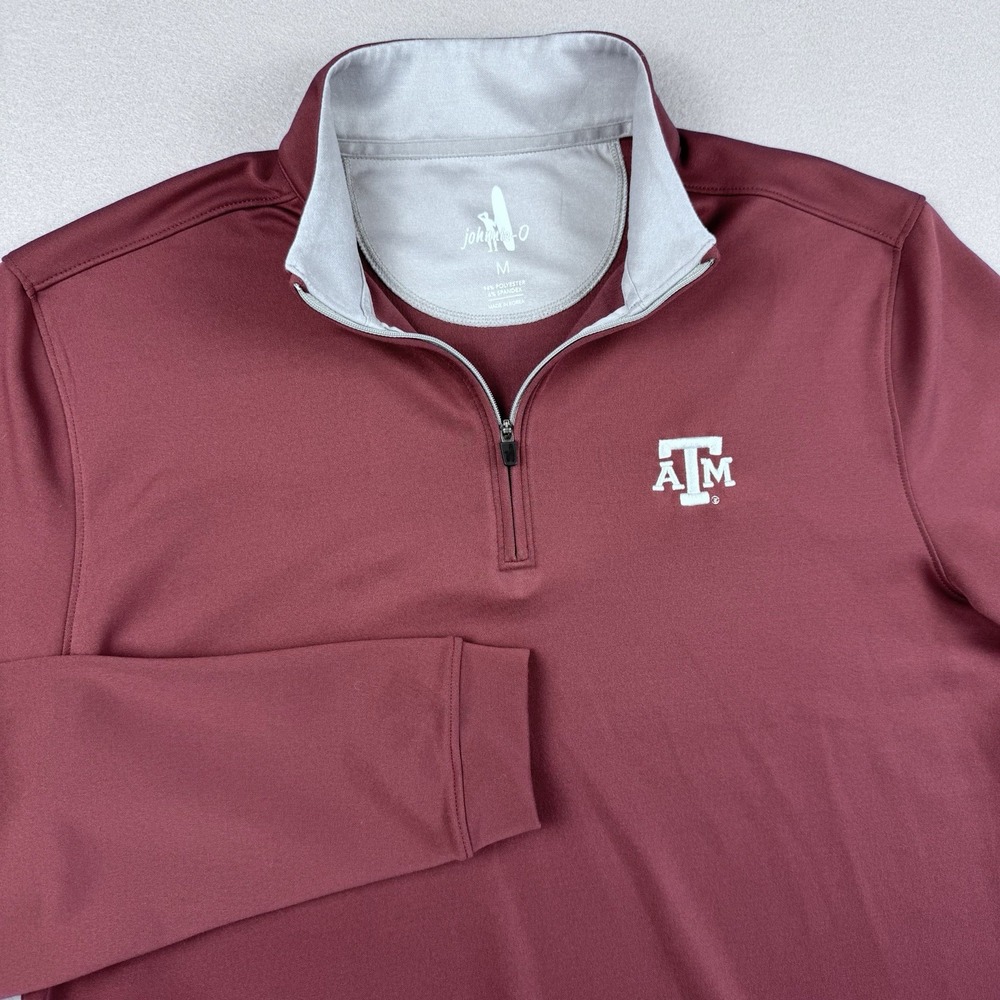 Johnnie-O Texas A&M Diaz 1/4 Zip Men M Pullover Maroon Aggies Golf Performance